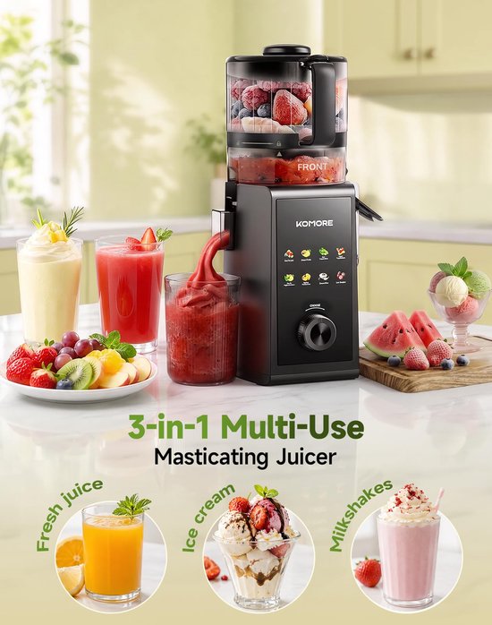 Slowjuicer - 158 mm Voergoot - Hele Vruchten - Zwart — afbeelding 3