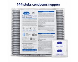 condooms 144 stuks – noppen condooms – grootverpakking condooms – condooms 52mm – condooms met glijmiddel – FITONE®