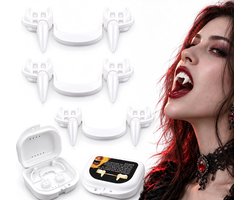 3 stuks Intrekbare vampiertanden - realistische telescopische scheurtandset - voor Halloween uittrekbare vampiertanden - herbruikbaar - realistische scheurtanden siliconen tanden vampier - voor Halloween feest , verkleedfeestjes, cosplay