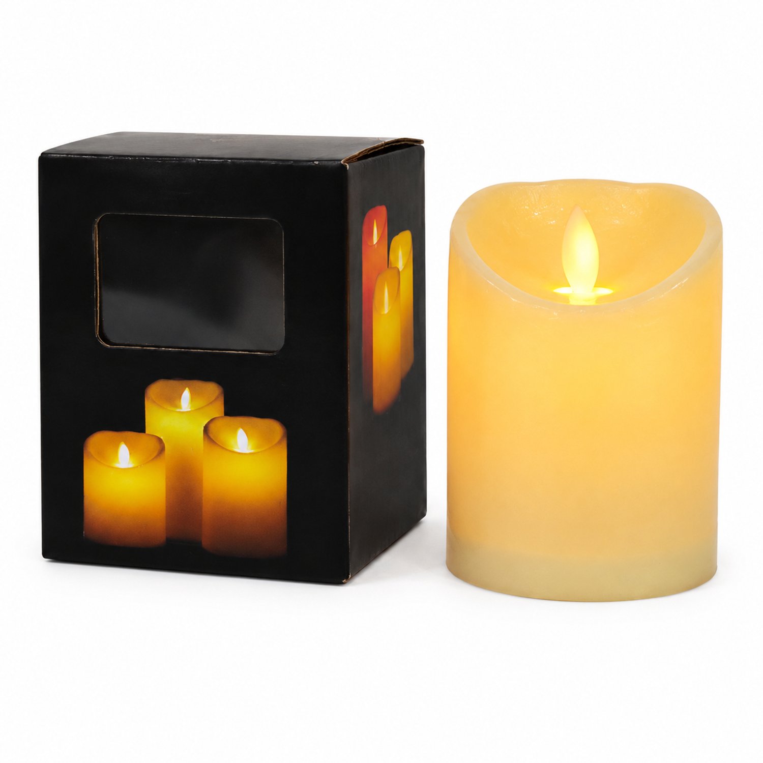 SWGOTA led kaarsen - 1 decoratieve kaars, 7,5 x 10 cm, warmgeel licht, PP, batterijmodel, niet op afstand bedienbaar, zonder batterijen, in doos Ivoorwit