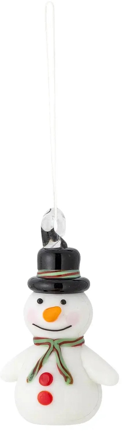 Bloomingville Kersthanger Festive sneeuwpop – wit glas – 6 cm