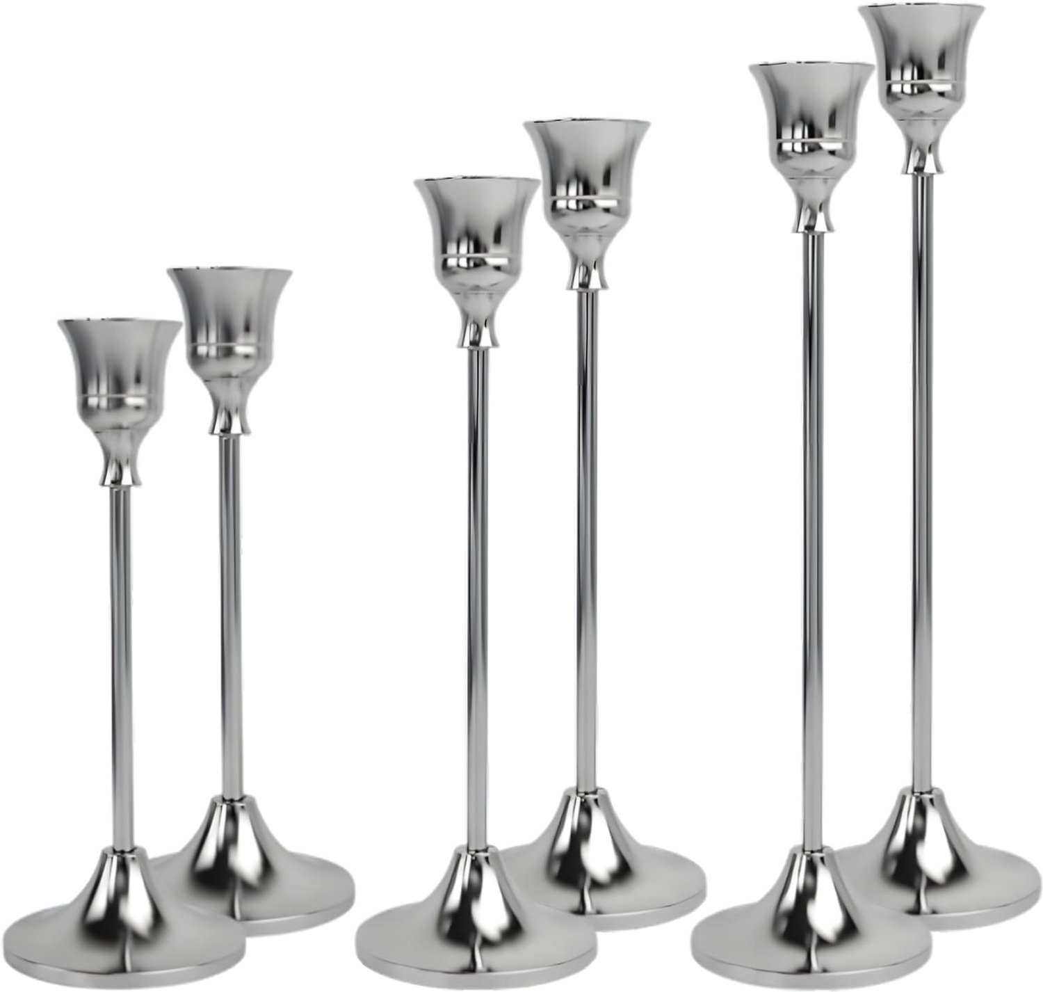 Cadeauhouder 6 Stuks Voor Tapered Kaarsen - Modern Zilver - Retro Ontwerp - Creëer Sfeervolle Momenten - ShopVlot