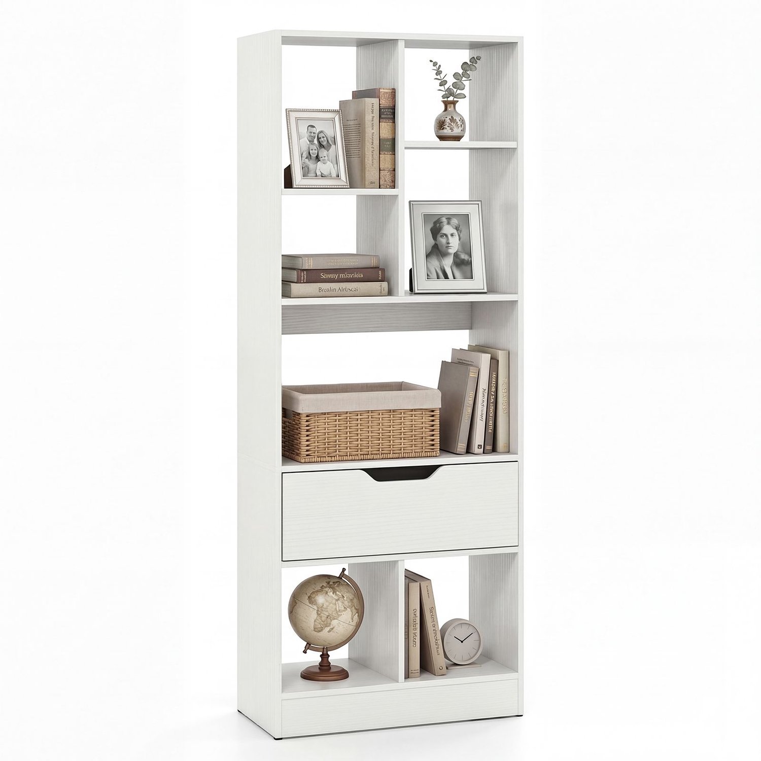 SureDeal® - Boekenkast - Vakken - Lade Boekenrek Wit - 50x24x130 cm - Wit