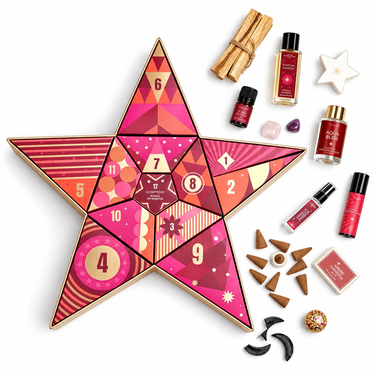Carnatia 12 Days of Sparkle Adventskalender – 12 Wellness & Beauty Cadeaus – Parfum, Geurkaars, Diffuser & Aromatherapie – Cadeau voor Haar