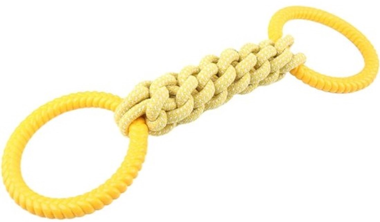 Touwspeeltje voor honden - Touwtrekspeelgoed - Om energie te verbruiken - Twee handvatten - 45 cm - Geel