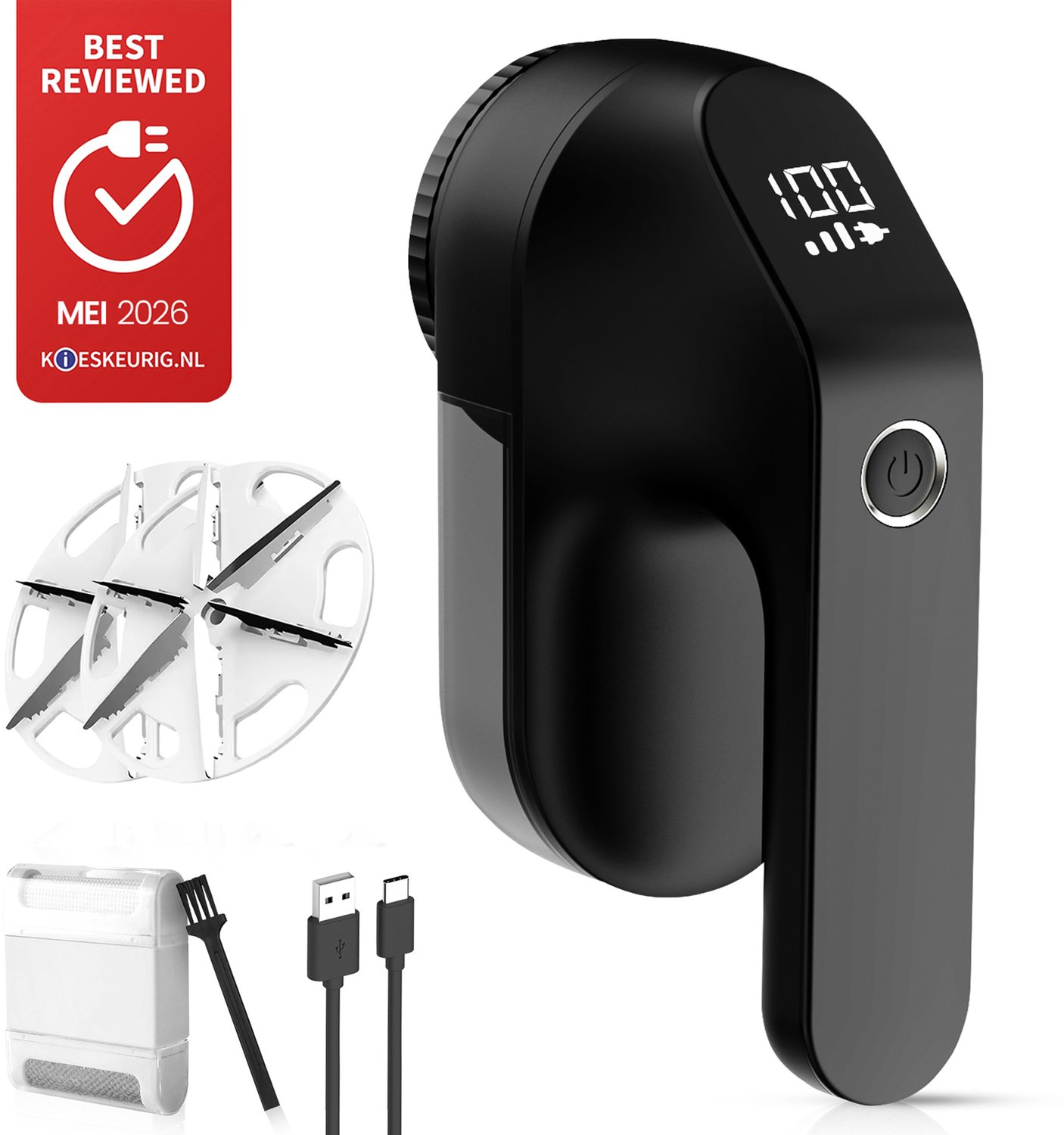 MostEssential Premium Elektrische Pluizenverwijderaar FL777 – Pluizentondeuse - USB-C Snellaadfunctie - Draadloos - 2000 mAh Batterij - PRO Edition