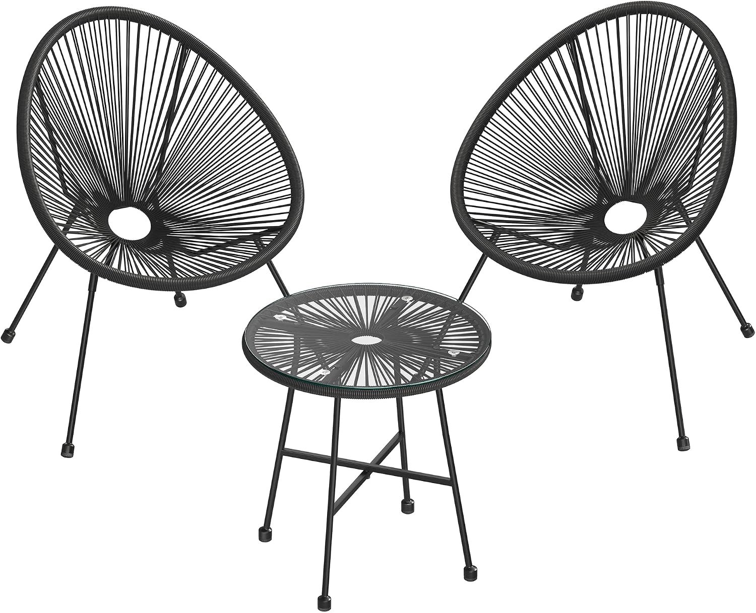 Bol.com 3-Delige Tuinmeubelset – Balkonset met 2 Stoelen en Tafel – Tuintafel met Glazen Tafelblad – Voor Balkon Tuin en Terras aanbieding