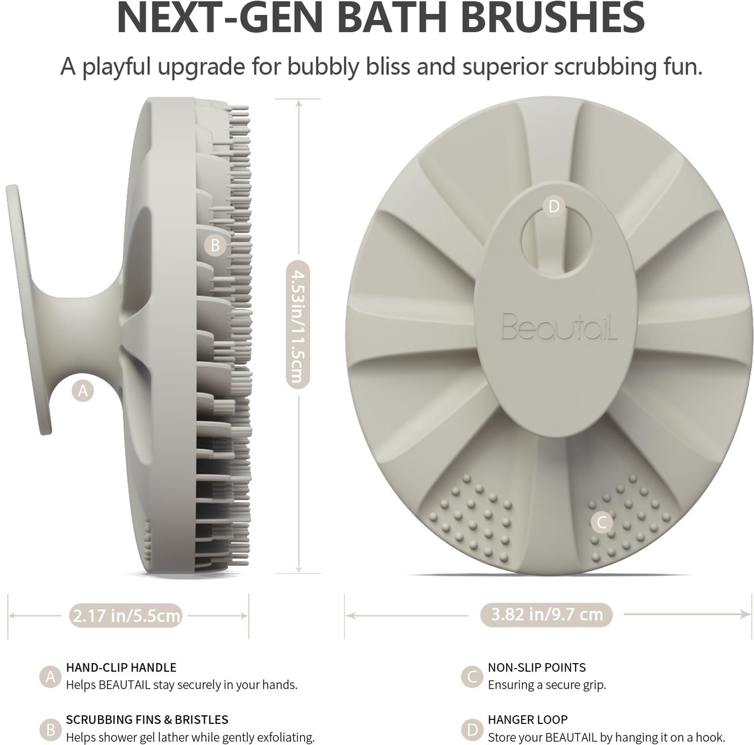Silicone Lichaamsscrubber, BEAUTAIL Zachte Exfoliërende Douche Bad Scrubber voor Mannen Vrouwen Gevoelige Huid, Innovatief Borstels Ontwerp Loofah voo