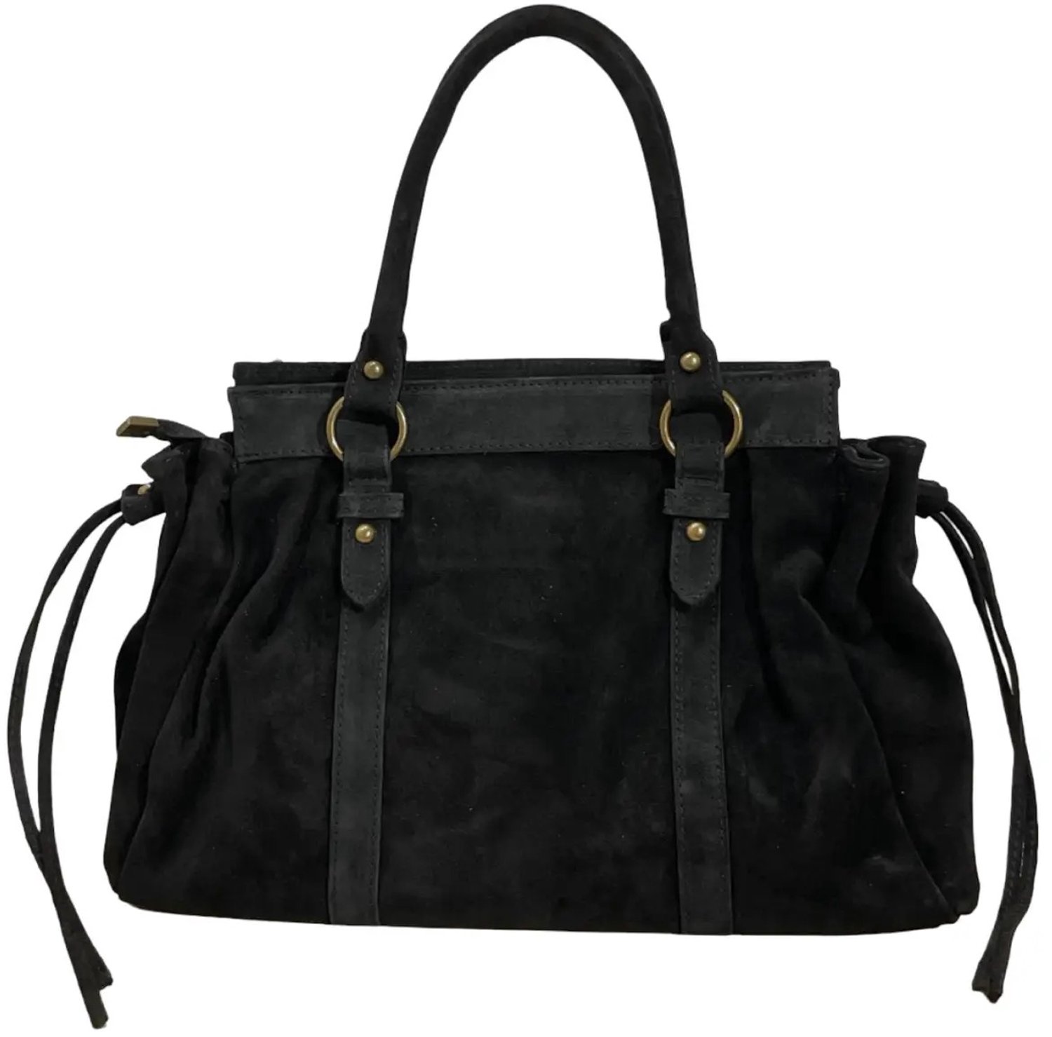 Damestas - It Girl Bag - City Bag – Echt Suède Leer – Muse Bag - Grote Handtas 40 cm – Laptoptas tot 16 inch – Schoudertas – Zwart