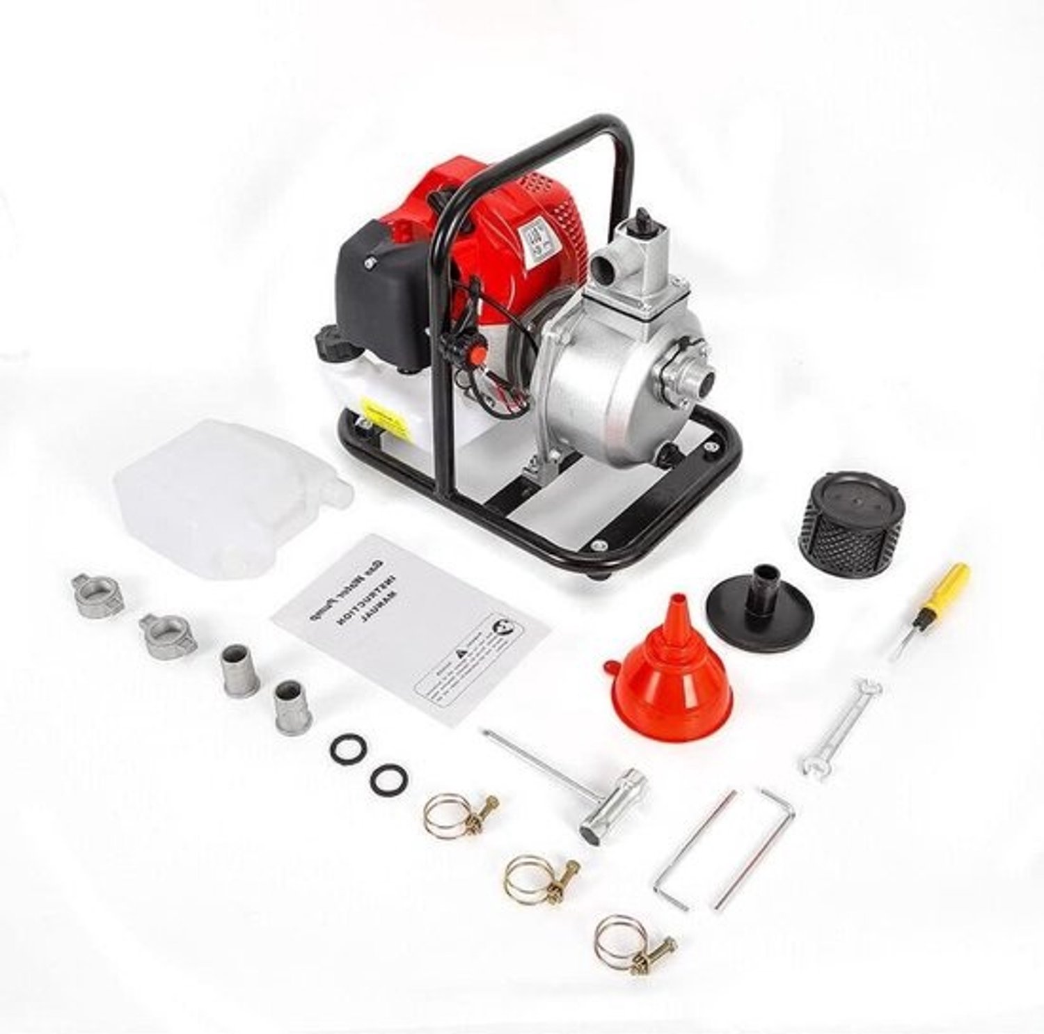 Benzine waterpomp - Tuinpomp motor - Afwatering en irrigatie - Hoge doorstroomcapaciteit - 8000 liter per uur - Grijs