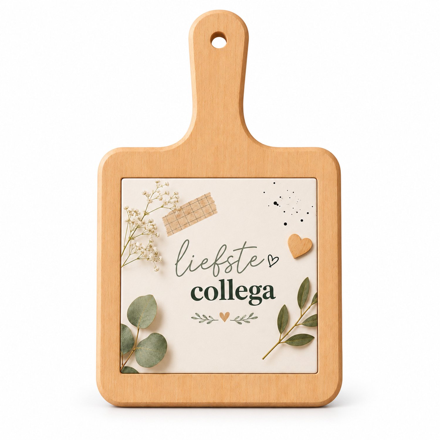Kaasplank Liefste Collega – Met Keramische Tegel 15 x 15 cm – Houten Serveerplank 18 x 31 cm – Cadeau voor Collega