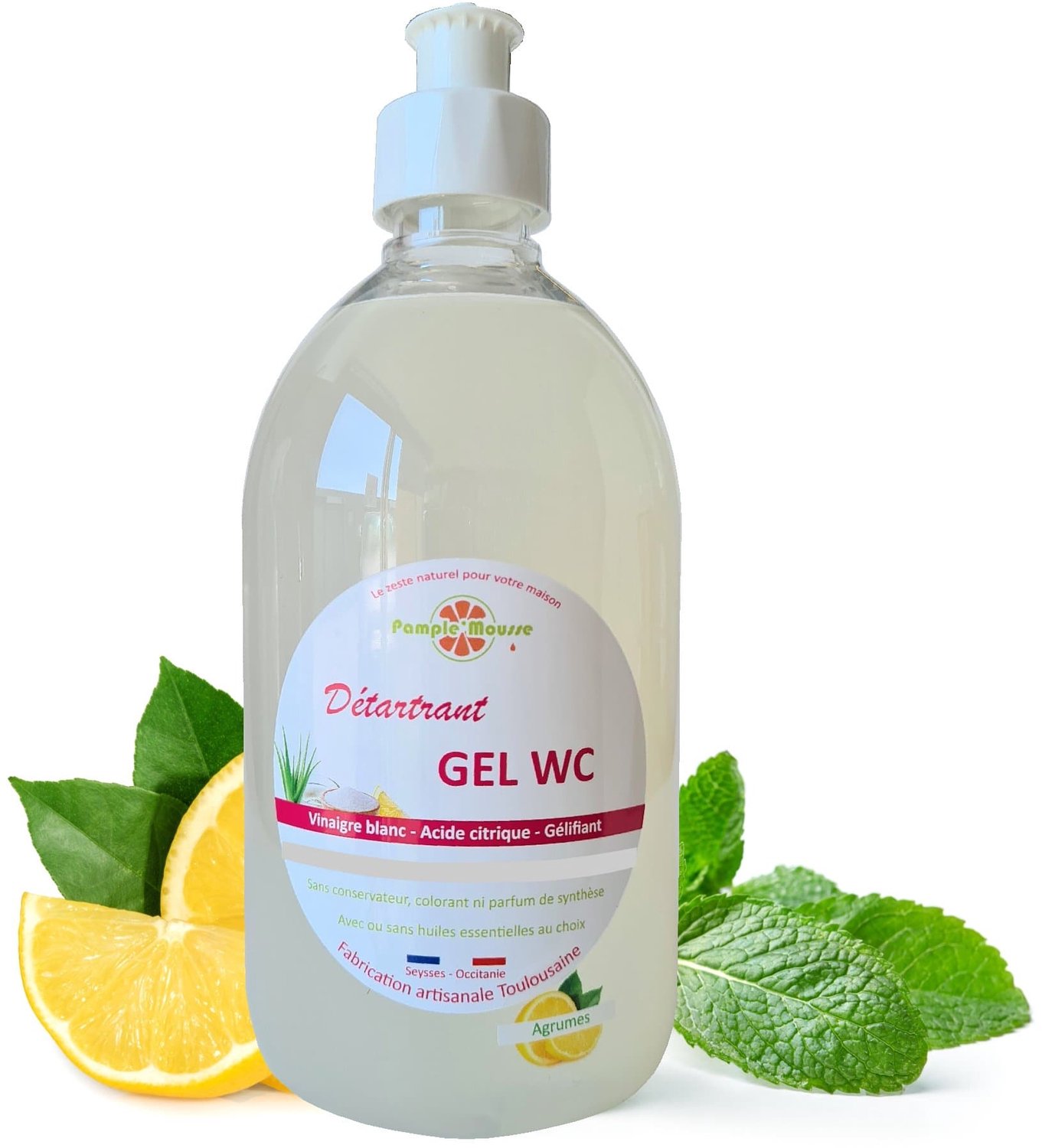 100% Plantaardige Marseille Toilet gel reiniger MUNT - reinigt - ontkalkt - ontgeurt de WC- Marseille zeep 500ml