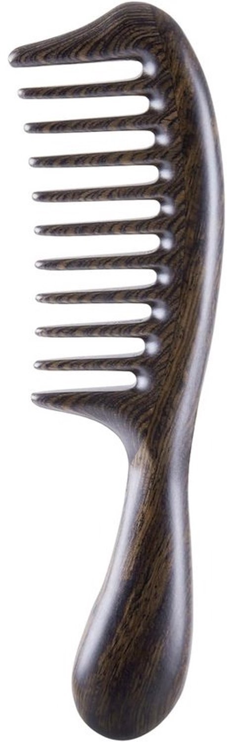 Brede Tand Kam - Ontwarren Kam - Krullend Haar - Natuurlijk Sandelhout - 20 cm Pakket - Zwart
