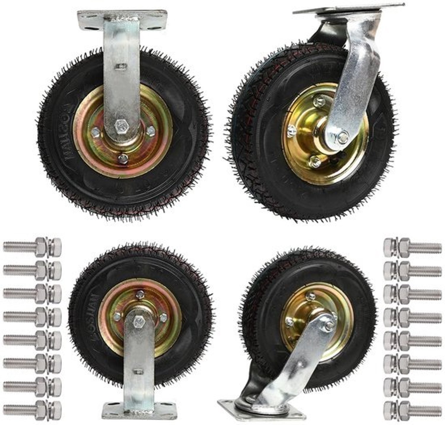 Industriële Zwenkwielen - Rubberen Wielen - Materiaal Transport - Hoge Draagkracht - 150-250 mm - Zwart
