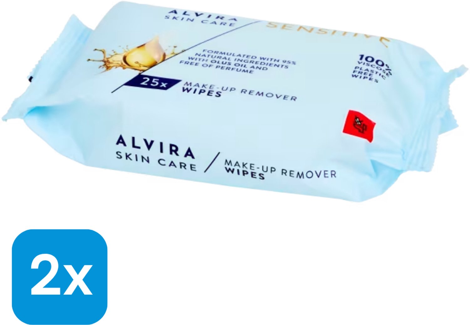 Alvira make up remover doekjes -set van 2 pakken totaal 50 doekjes