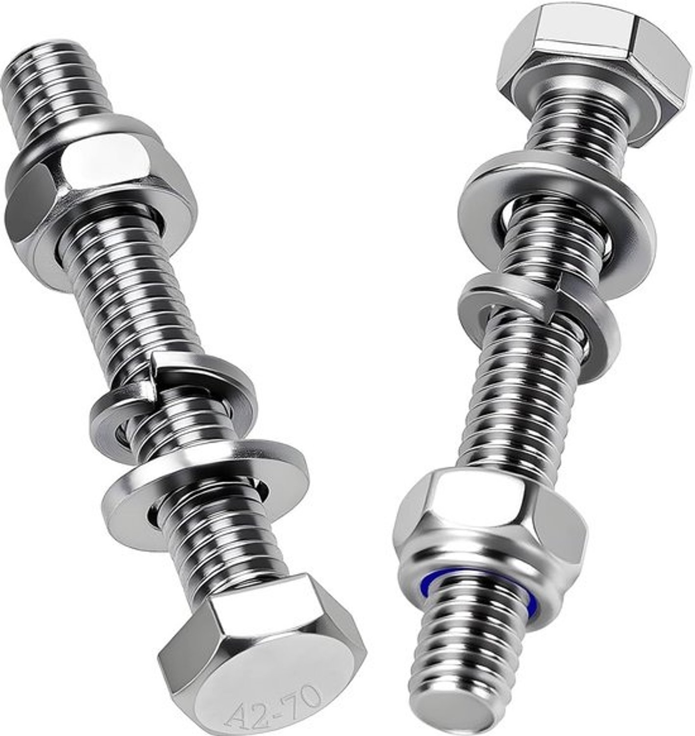 Zeskantschroeven set - Roestvrij staal - Bevestigingsklus - Inclusief moeren ringen - M6x50 mm - Zilver