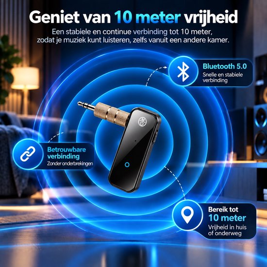 Bluetooth Receiver & Transmitter – Bluetooth 5.0 – 2-in-1 Bluetooth Ontvanger en Zender – 3,5mm AUX Adapter – RX/TX – Auto, TV & Audio — afbeelding 5