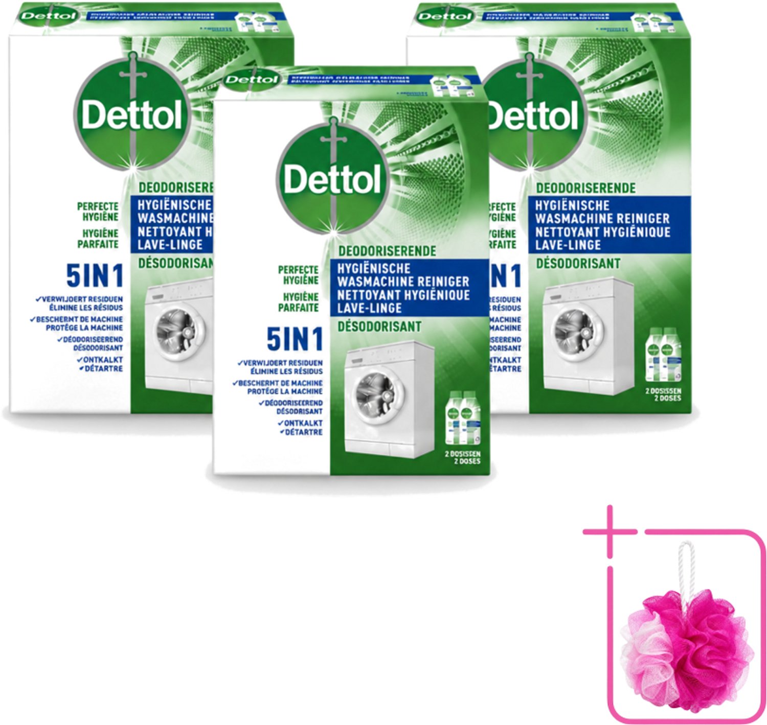3 x Dettol - Hygiënische Wasmachine Reiniger - 5-in1 Formule - 500ml - Bulkverpakking - Wasmachine reiniger - Douchemop - Hygiëne wasmachine