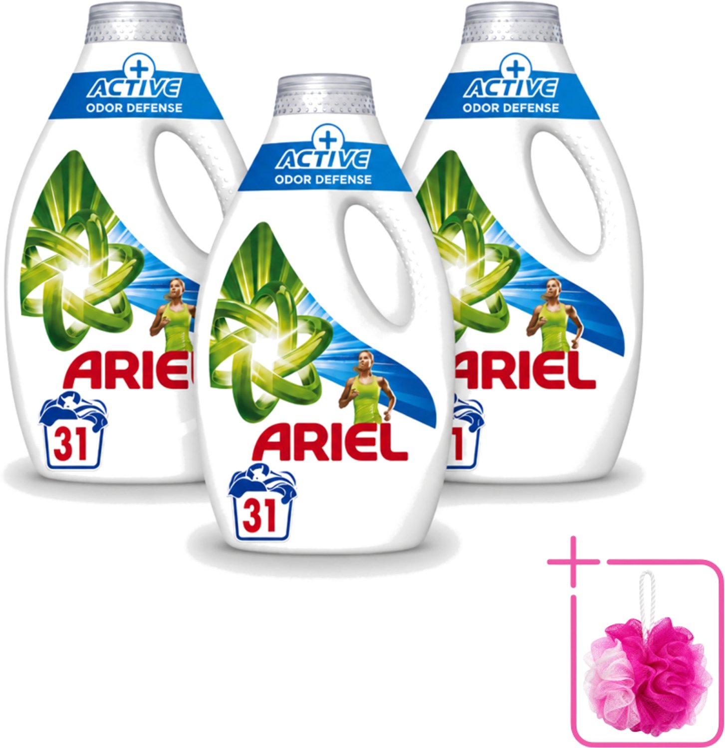3 x Ariel Original - Actieve Geurbestrijding - Vloeibaar Wasmiddel - Witte en Gekleurde Was - 31 Wasbeurten - Bulkverpakking - Actieve geurcontrole - Douchemop - Vloeibaar wasmiddel