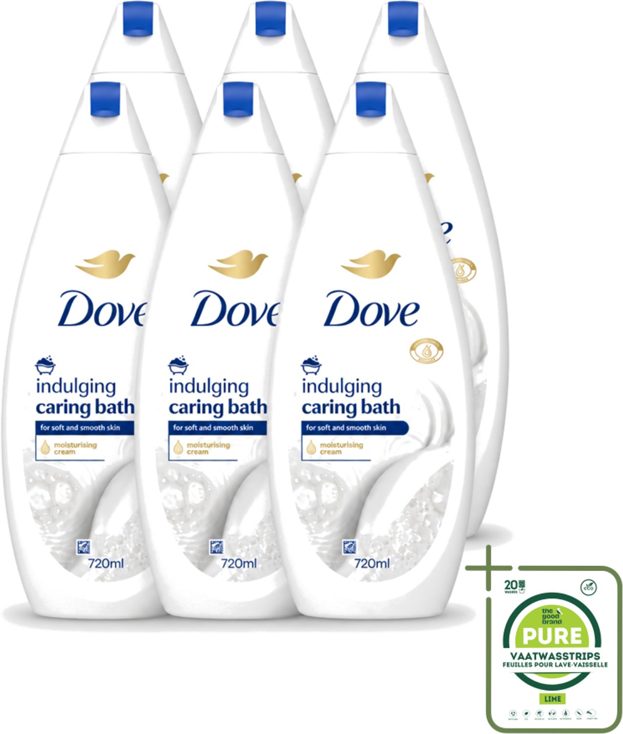 6 x Dove – Badcrème – Indulging Cream – 720 ml - Grootverpakking - Vaatwasstrips - Badcrème - Badcrème 720 Ml - Badcrème Voor Huid - Badcrème Voor Zintuigen - Badcrème Met Glycerine