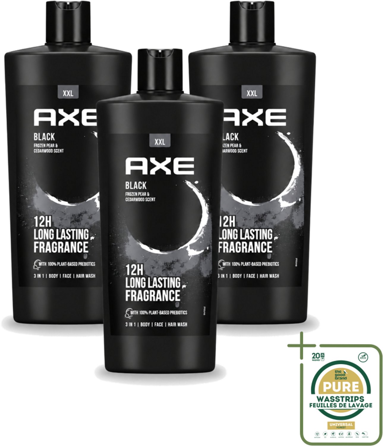 3 x AXE – Douchegel – Black – 700 ml - Wasstrips - Douchegel - Douchegel Mannen - Douchegel Black - Douchegel Fris - Douchegel Stijl