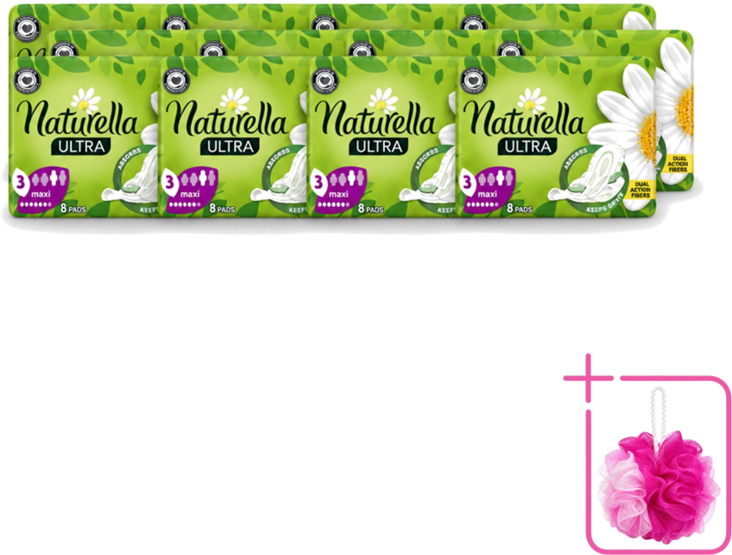 12 x Natur'ella - Ultra - Maandverband - Maxi - 8 Pads - Bulkverpakking - Maandverband - Menstruatie