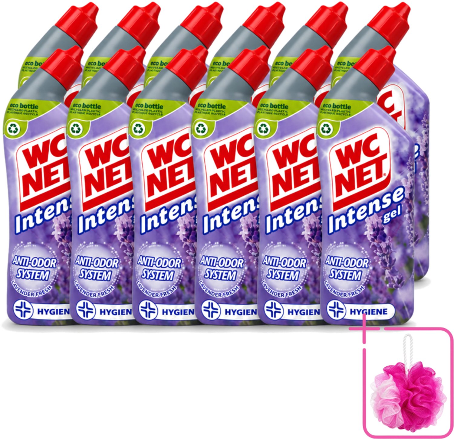 12 x WC Net - Toiletreiniger - Gel - Lavendel - Gerecycled Materiaal - 750 ml - Bulkverpakking - WC net - Douchemop - Toilet reiniger