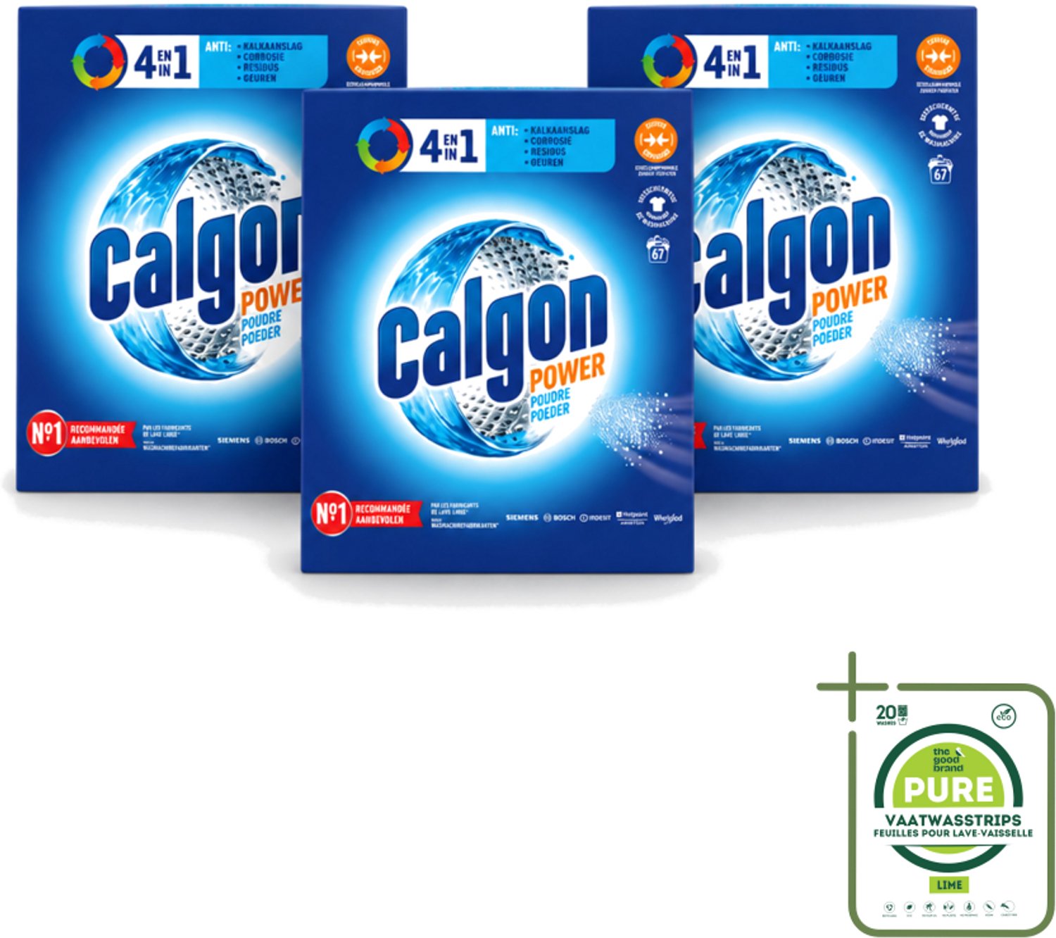 3 x Calgon - Wasmachinereiniger - Tegen Kalkaanslag / Corrosie / Wasmiddelresten / Geuren - 67 Wasbeurten - Grootverpakking - Vaatwasstrips - Wasmachine Reinigen - Kalkvoorkomen - Corrosie Voorkomen - Wasmiddelresten Verwijderen - Geuren Verwijderen
