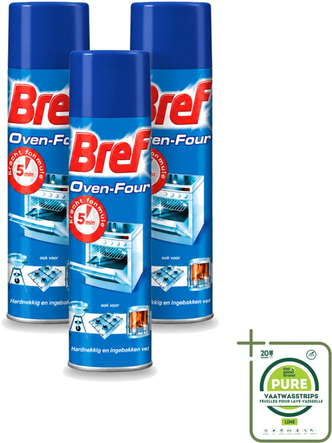 3 x Bref - Oven Spray - Tegen Hardnekkig en Ingebakken Vet - 450 ml - Grootverpakking - Vaatwasstrips - Oven Reinigen - Vet Verwijderen - Oven Reiniger - Keuken Reinigen - Vet Op Kookplaat Verwijderen