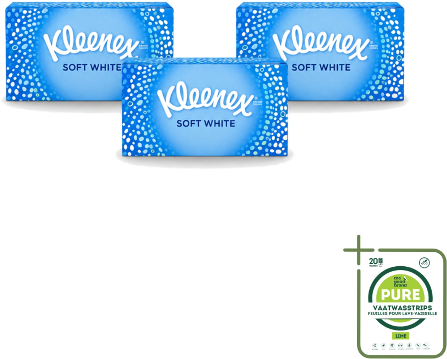 3 x Kleenex - Tissues - Soft White - 70 Tissues - Grootverpakking - Vaatwasstrips - Kleenex Tissues - Tissue - Tissuepapier - Tissue Voor Verkoudheid - Tissue Voor Neus