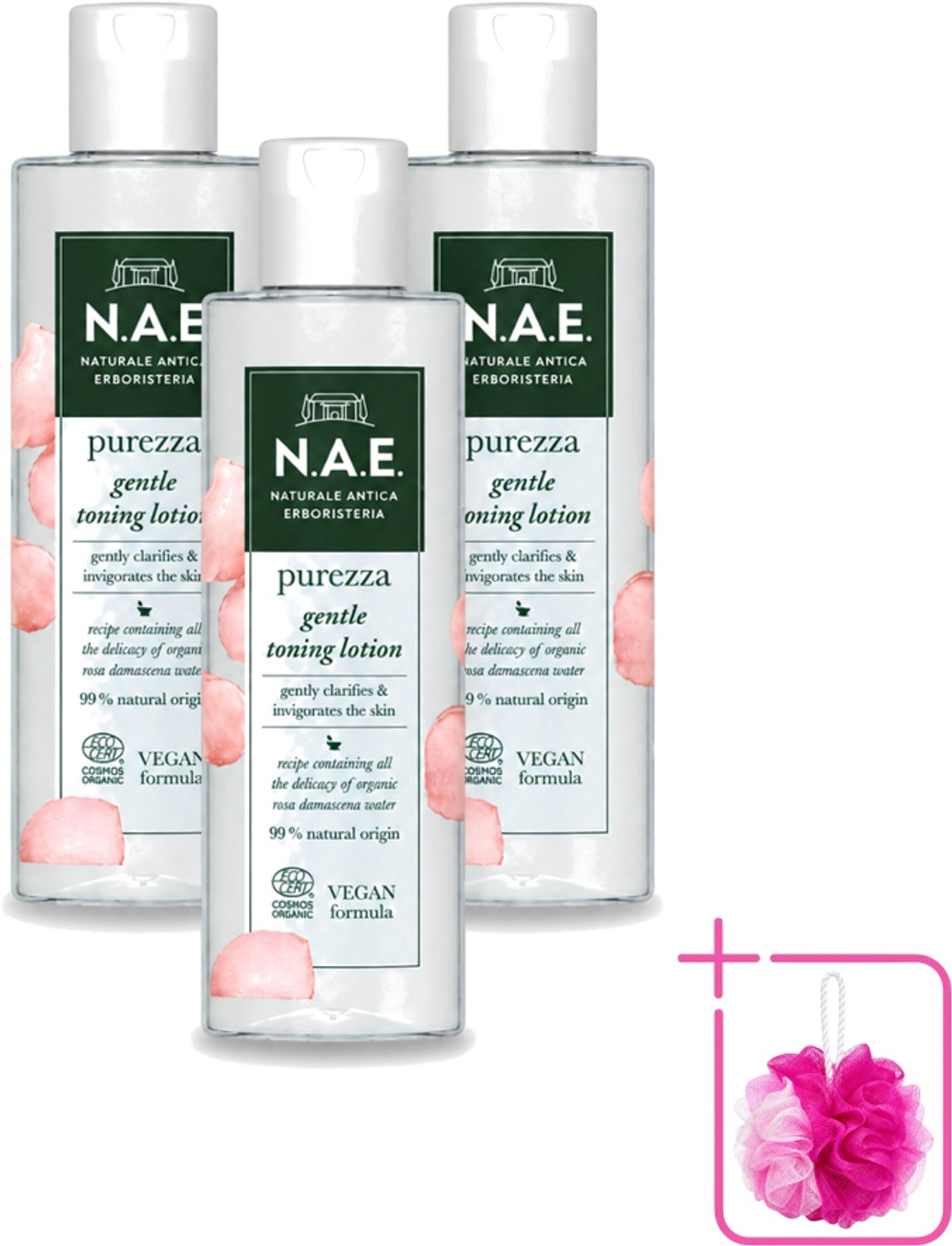 3 x N.A.E. - Toning Lotion - Zuiverend & Hydraterend - Biologisch & Vegan - 200ml - Bulkverpakking - Natuurlijke huidverzorging - Douchemop - Biologische toning