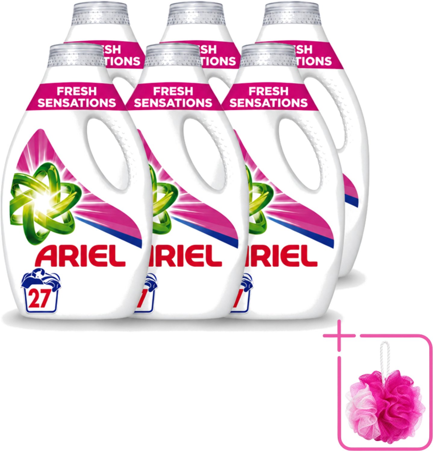 6 x Ariel Original - Fresh Sensations - Vloeibaar Wasmiddel - Witte en Lichtgekleurde Was - 27 Wasbeurten - Bulkverpakking - Vloeibaar wasmiddel - Douchemop - Frisse geur