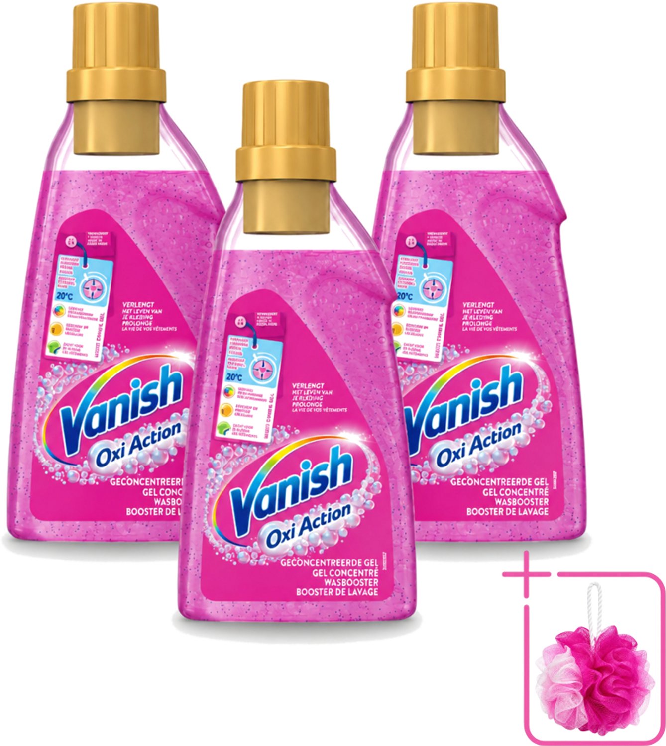 3 x Vanish Oxi Action - Vlekkenverwijderaar Gel - Zonder Bleek - Gekleurde Was - 15 Wasbeurten - Bulkverpakking - Vlekverwijderaar - Douchemop - Wasbooster