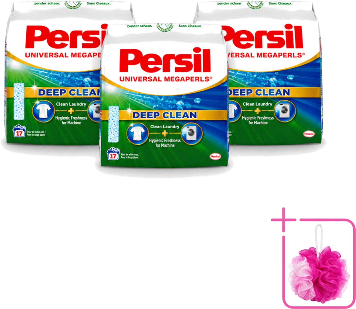 3 x Persil Universal Megaperls - Waspoeder - Witte en Gekleurde Was - 17 Wasbeurten - Bulkverpakking - Waspoeder - Douchemop - Was
