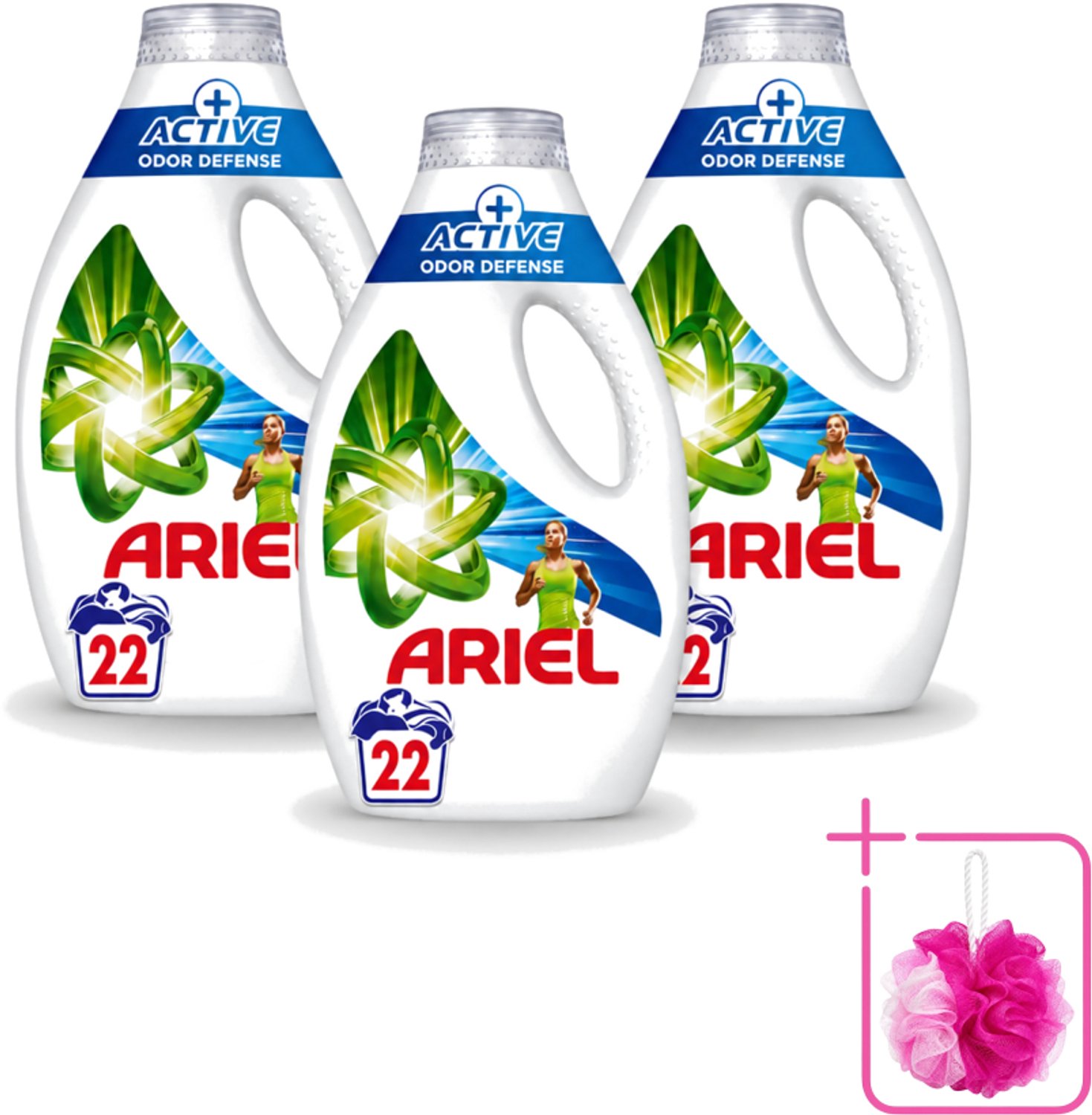 3 x Ariel – Vloeibaar Wasmiddel – Active Odor Defense – 990 ml – 22 wasbeurten - Bulkverpakking - Geurverwijdering was - Douchemop - Sportkleding wasmiddel
