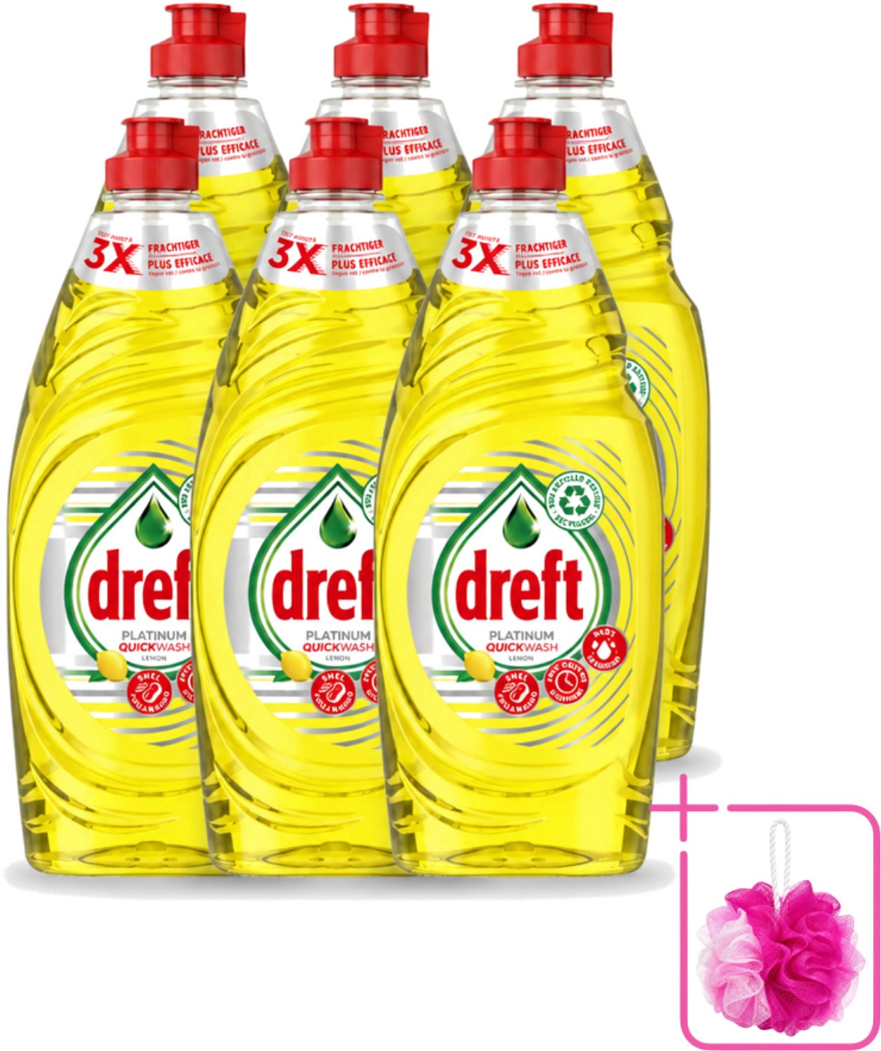 6 x Dreft Platinum Quickwash - Vloeibaar Afwasmiddel - Citroen- 625 ml - Bulkverpakking - Snel reinigen - Vaat reinigen