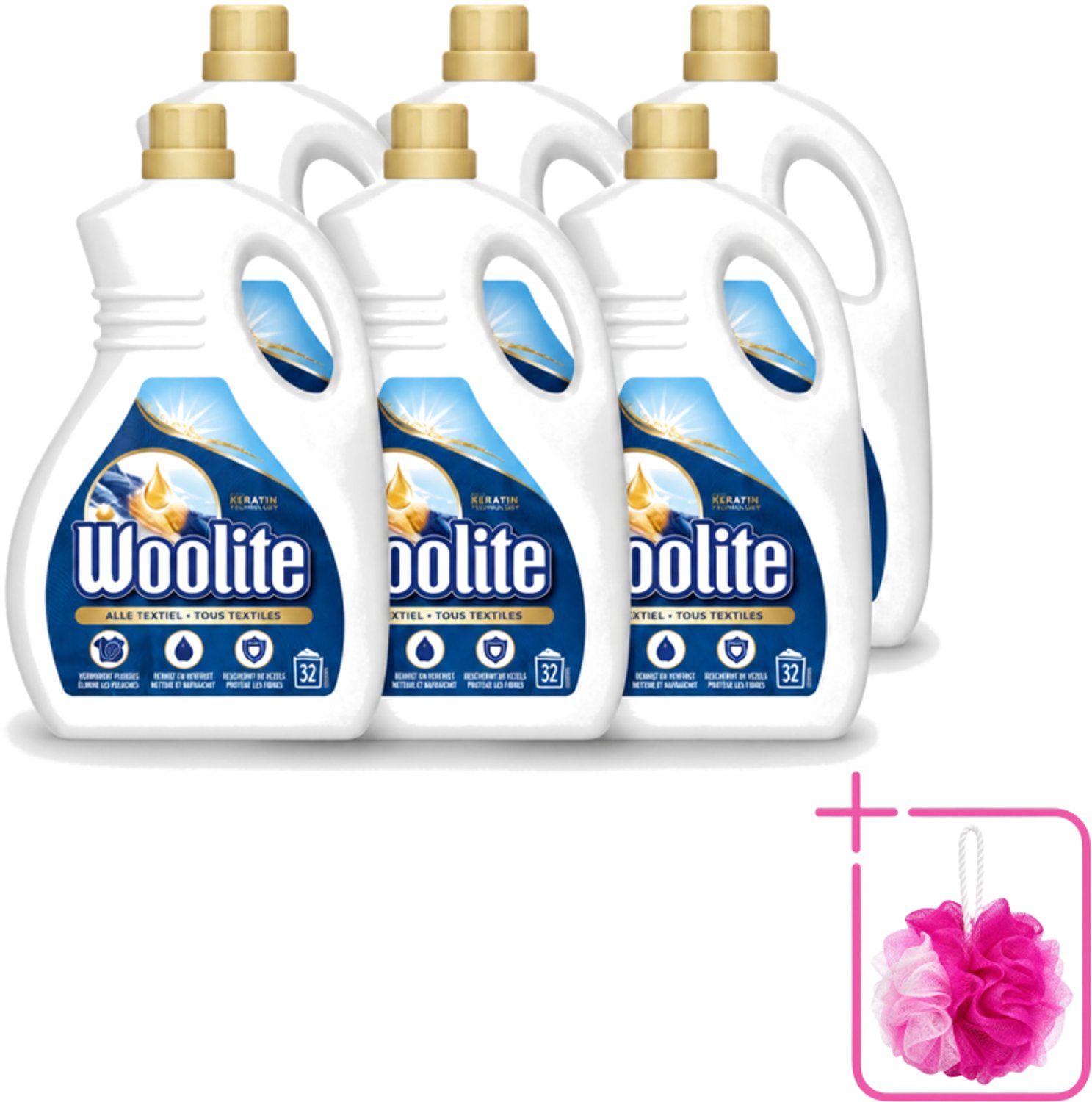 6 x Woolite Textile - Vloeibaar Wasmiddel - Met Keratine - Textiel Was - 32 Wasbeurten - 1,9L - Bulkverpakking - Textiel wasmiddel - Douchemop - Keratine wasmiddel