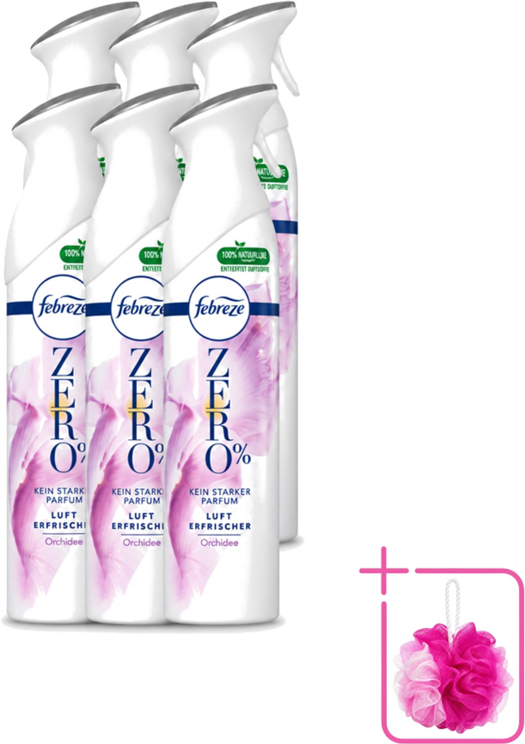 6 x Febreze Spray - Zero % - Orchidee - Luchtverfrisser - 300ml - Bulkverpakking - Luchtverfrisser - Douchemop - Geuren verwijderen