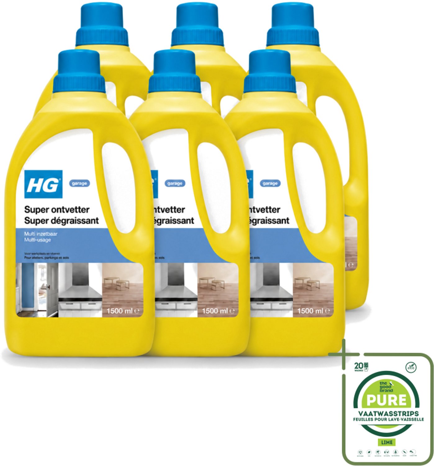 6 x HG - Super Ontvetter - 1,5 L - Grootverpakking - Ontvetter - Vet Verwijderen - Schilderwerk Reinigen - Hout Reinigen - Metaal Reinigen