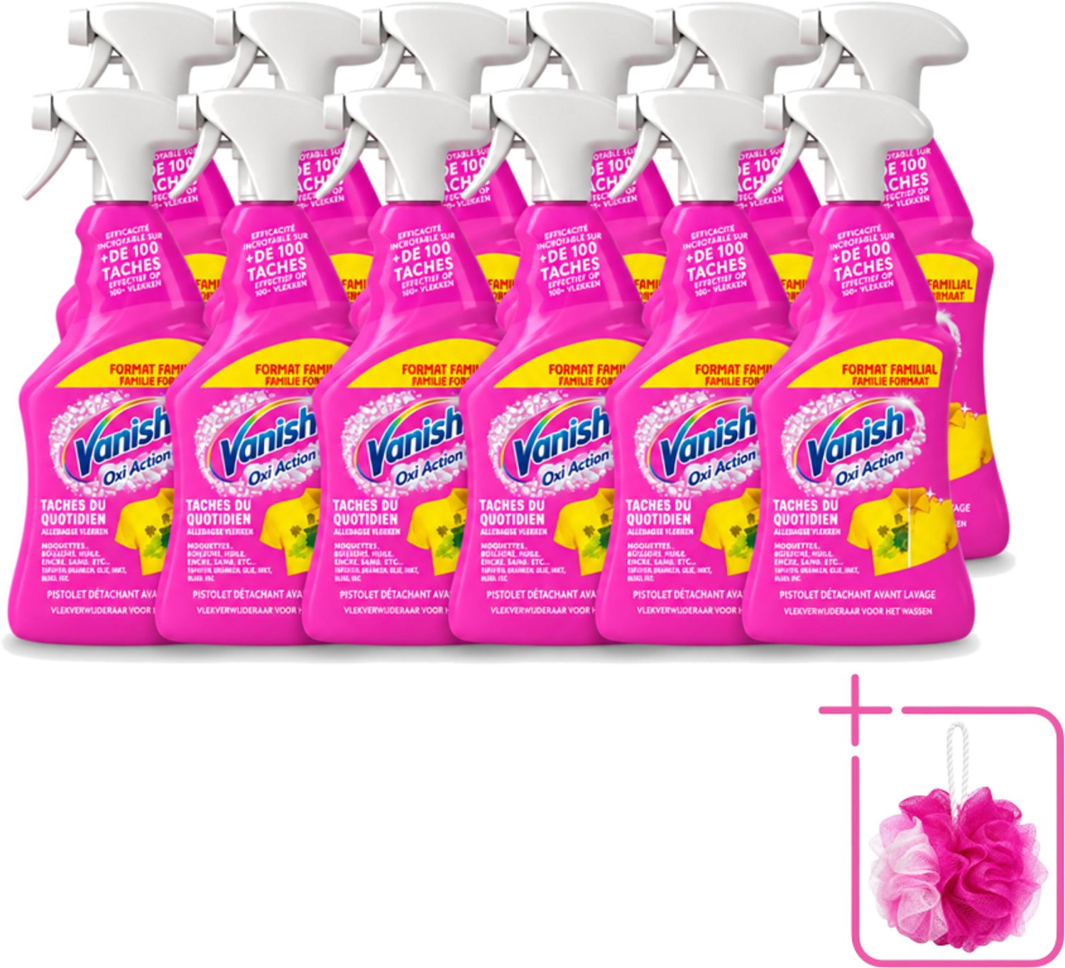 12 x Vanish – Vlekverwijderaar Spray – Oxi Action 4-in-1 – 940 ml - Bulkverpakking - Vlekverwijderaar - Douchemop - Wasmiddel
