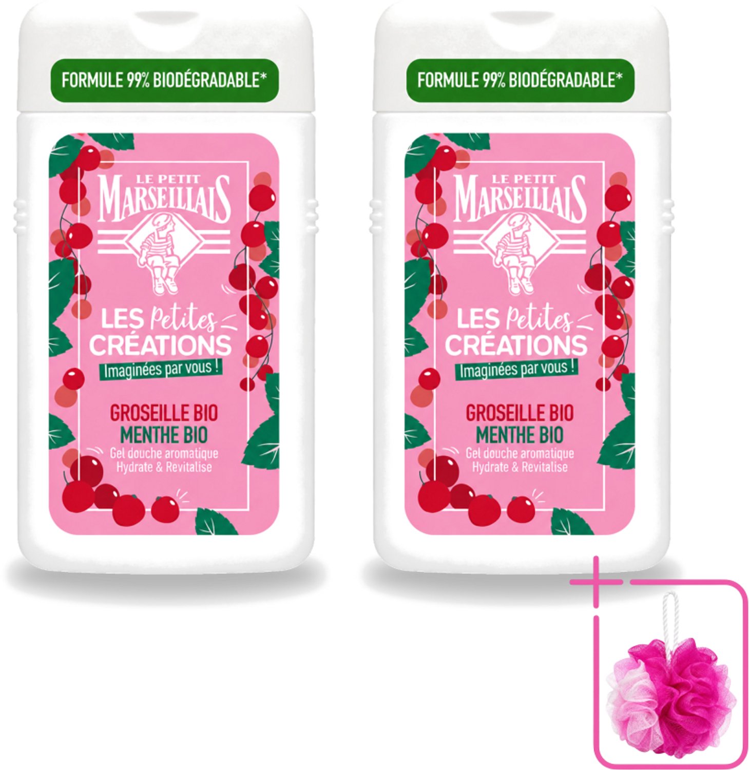 2 x Le Petit Marseillais - Douchegel - Rode bessen & Munt - Hydraterend - 250ml - Bulkverpakking - Douchegel - Douchemop - Hydraterende douchegel