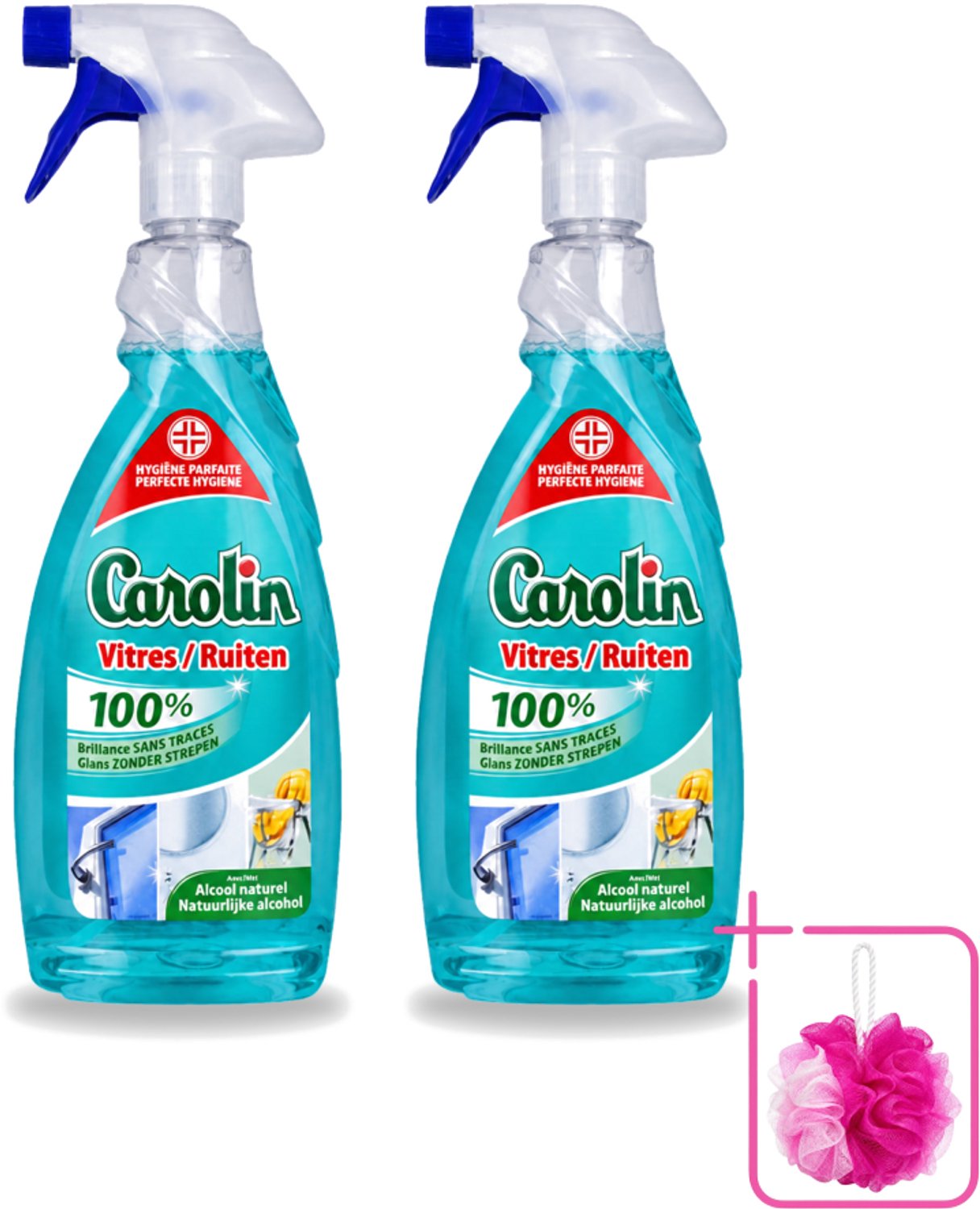 2 x Carolin - Glas- en Ruitenreiniger - Met Natuurlijke Alcohol - 650 ml - Bulkverpakking - Glas reinigen - Ruiten reinigen