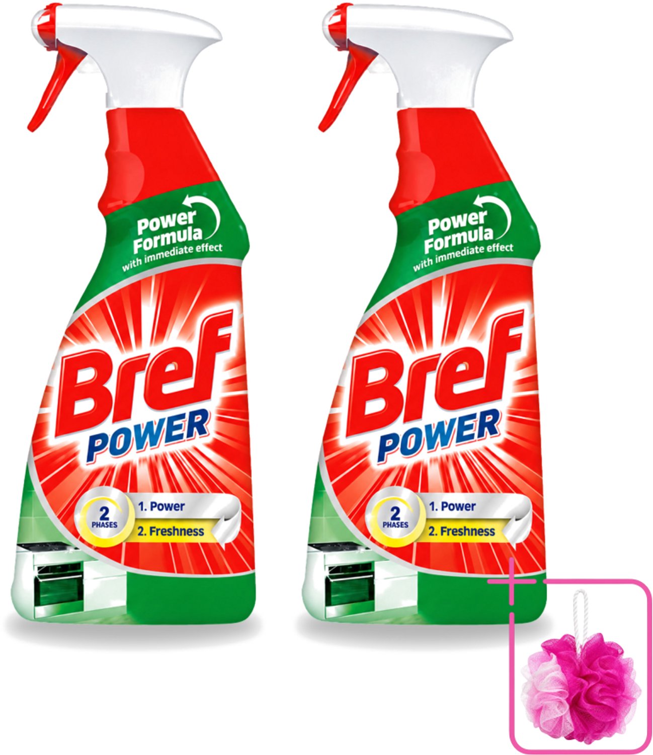 2 x Bref Power - Keukenreiniger - Spray - Ontvetter - 750 ml - Bulkverpakking - Keukenreiniger - Douchemop - Ontvettingscrème