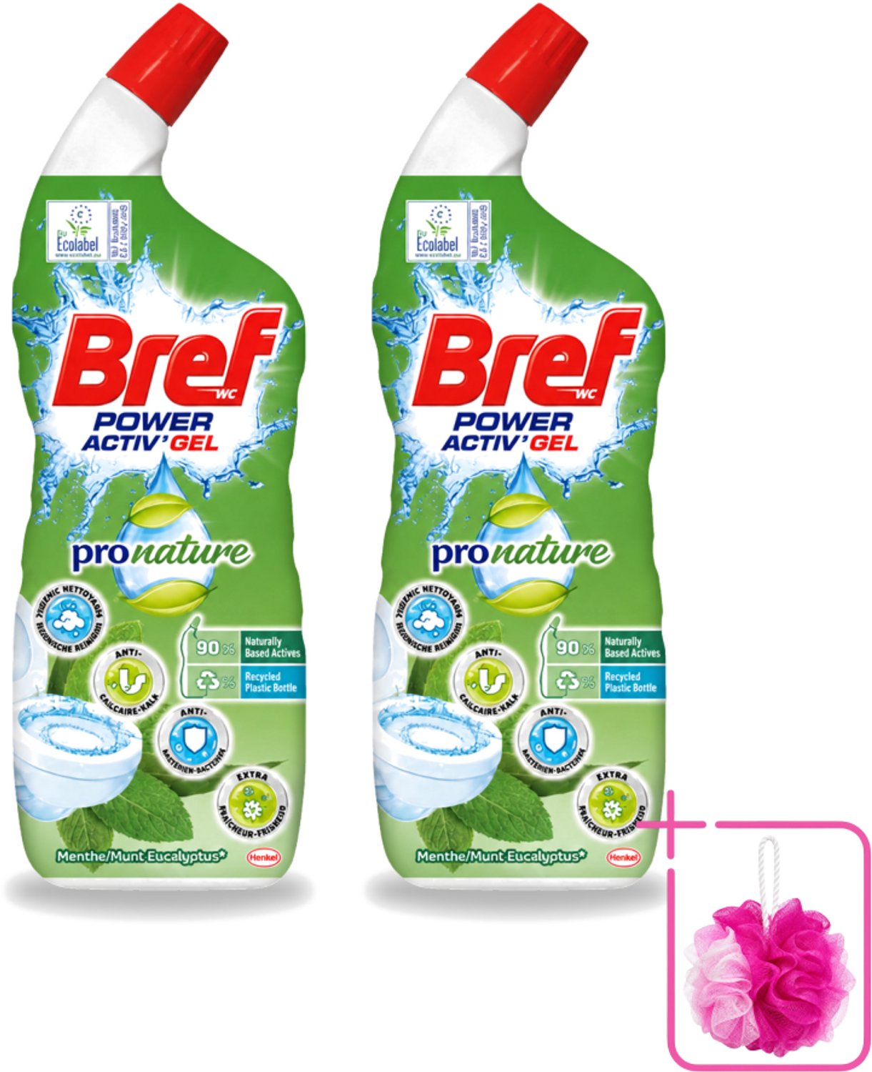 2 x Bref WC - Power Activ+ - Toiletreiniger - Gel - Eucalyptus - 700 ml - Bulkverpakking - Toiletreiniging - Douchemop - Eucalyptus