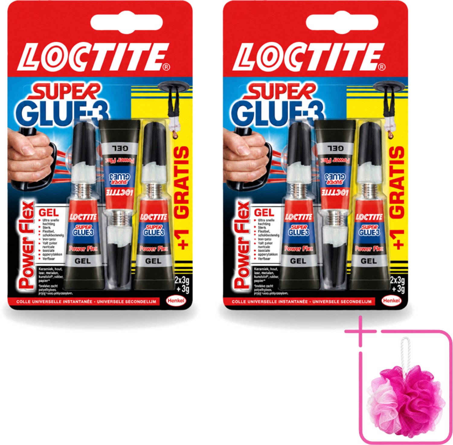 2 x Loctite - Secondelijm - Power Flex - 3 Lijmtubes - Bulkverpakking - Secondelijm - Douchemop - Power Flex