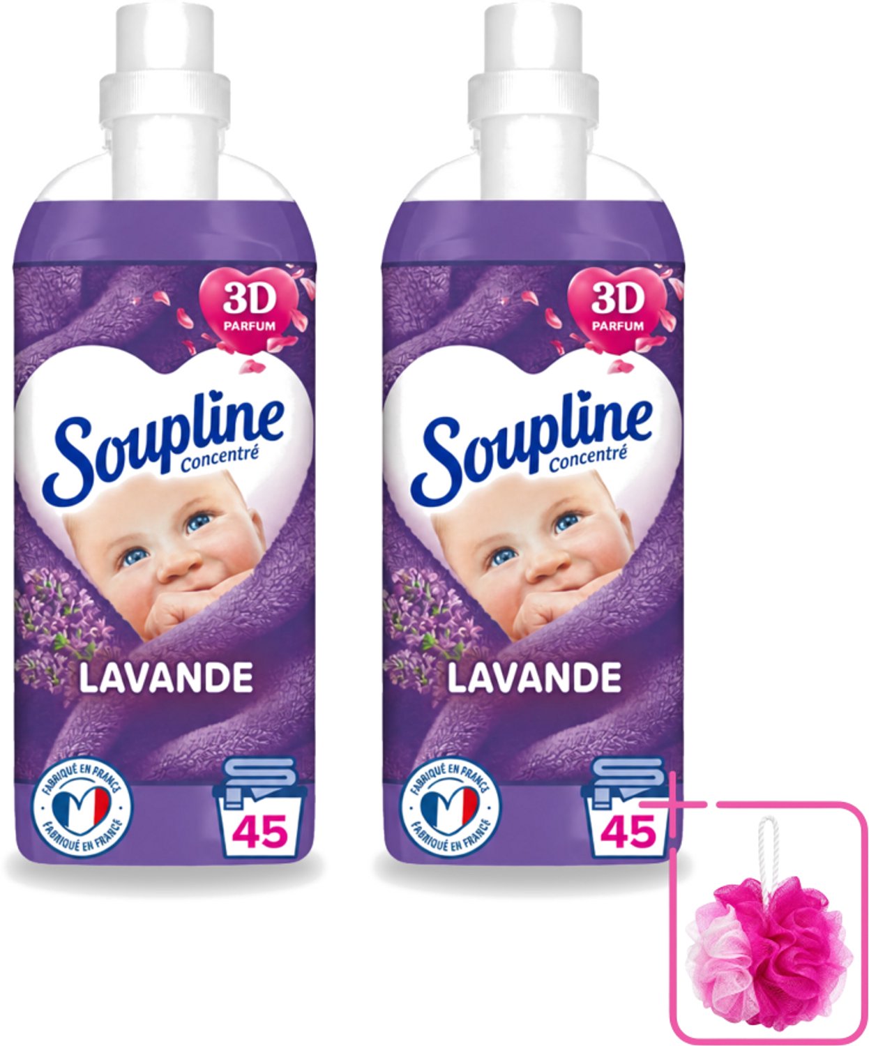 2 x Soupline - Wasverzachter - Lavendel - 45 Wasbeurten - 1L - Bulkverpakking - Wasverzachter - Douchemop - Wasgoed verzorgen