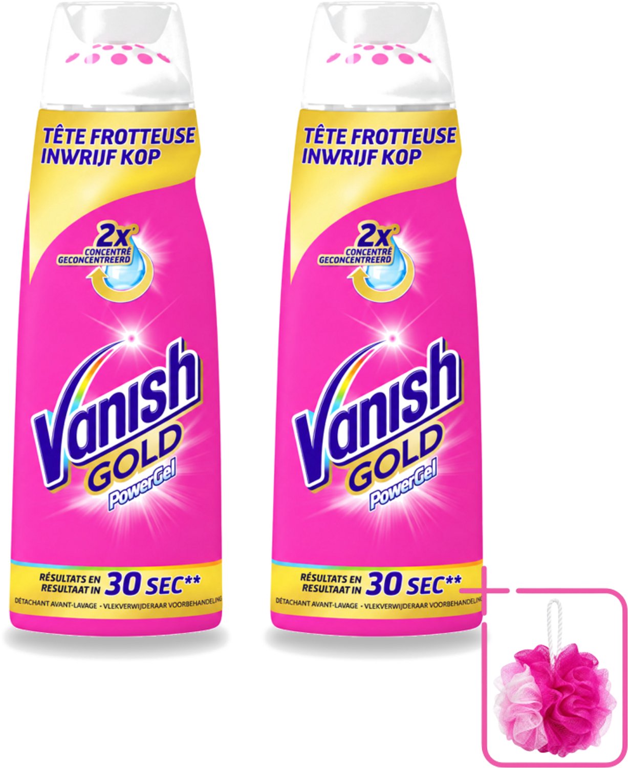 2 x Vanish Gold - Vlekkenverwijderaar Gel - Voorbehandeling - Gekleurde Was - 200 ml - Bulkverpakking - Vlekverwijderaar - Douchemop - Was
