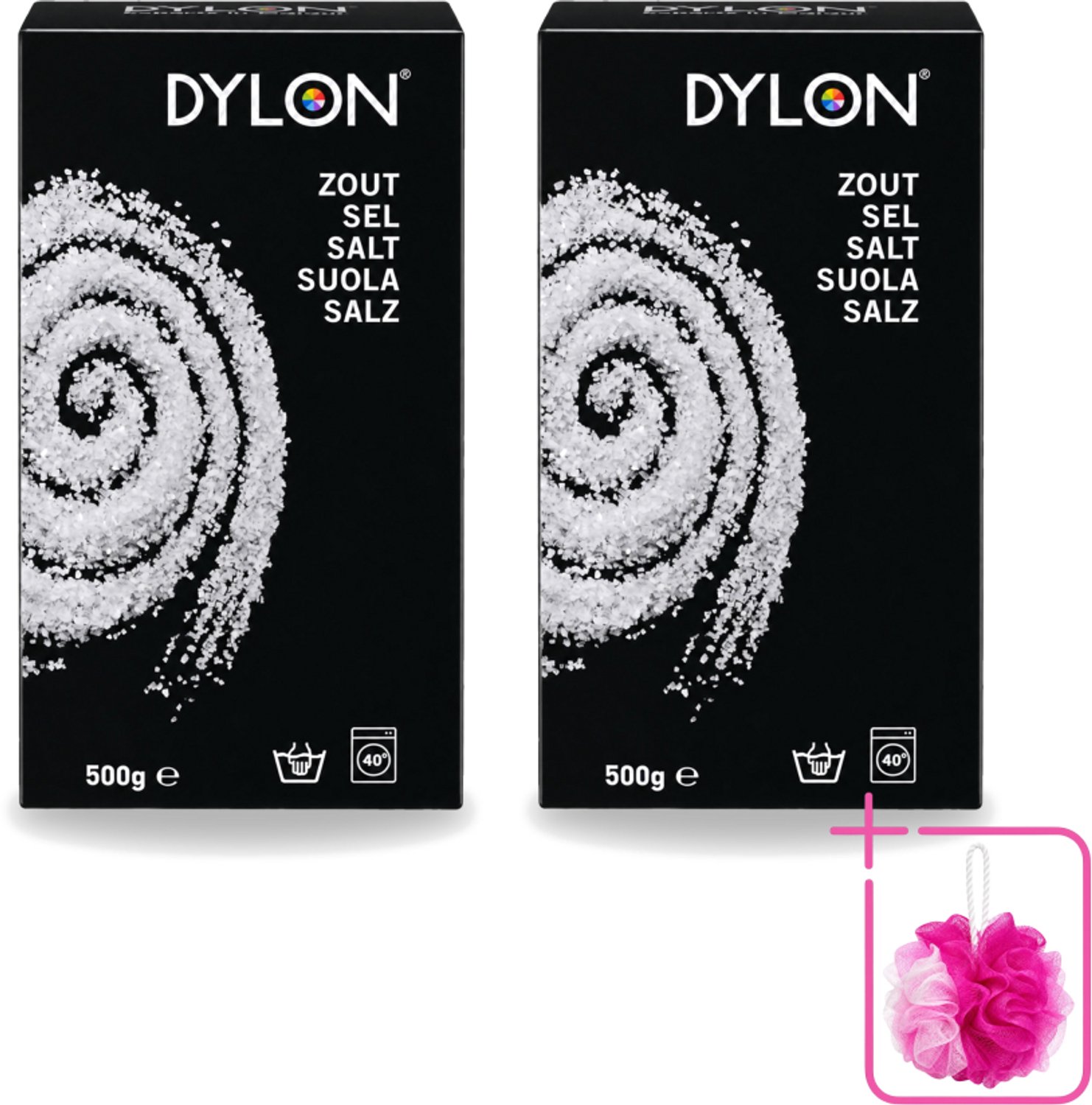 2 x Dylon - Zout - Voor Handwas Textielverf - Optimale Kleurresultaten - 500g - Bulkverpakking - Textielverf - Douchemop - Handwas
