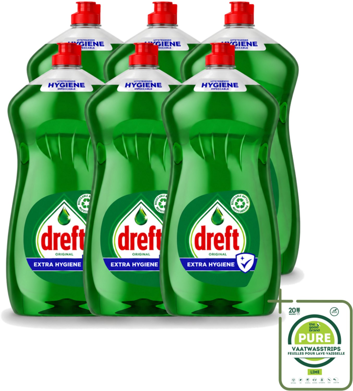 6 x Dreft Original - Vloeibaar Afwasmiddel - Extra Hygiëne - 1.2 L - Grootverpakking - Afwasmiddel Vaat - Hygiëne Vaat - Vetvrij Vaat - Vaat Reinigen - Vaat Reinigingsmiddel