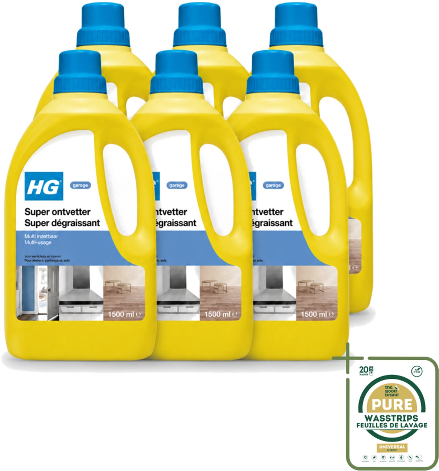 6 x HG - Super Ontvetter - 1,5 L - Ontvetter - Vet Verwijderen - Schilderwerk Reinigen - Hout Reinigen - Metaal Reinigen